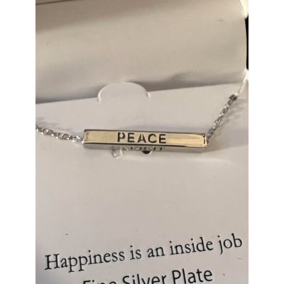 Belk Silverworks Fine Silver Plate Chain Necklace Happiness is an Inside Job - Picture 5 of 8